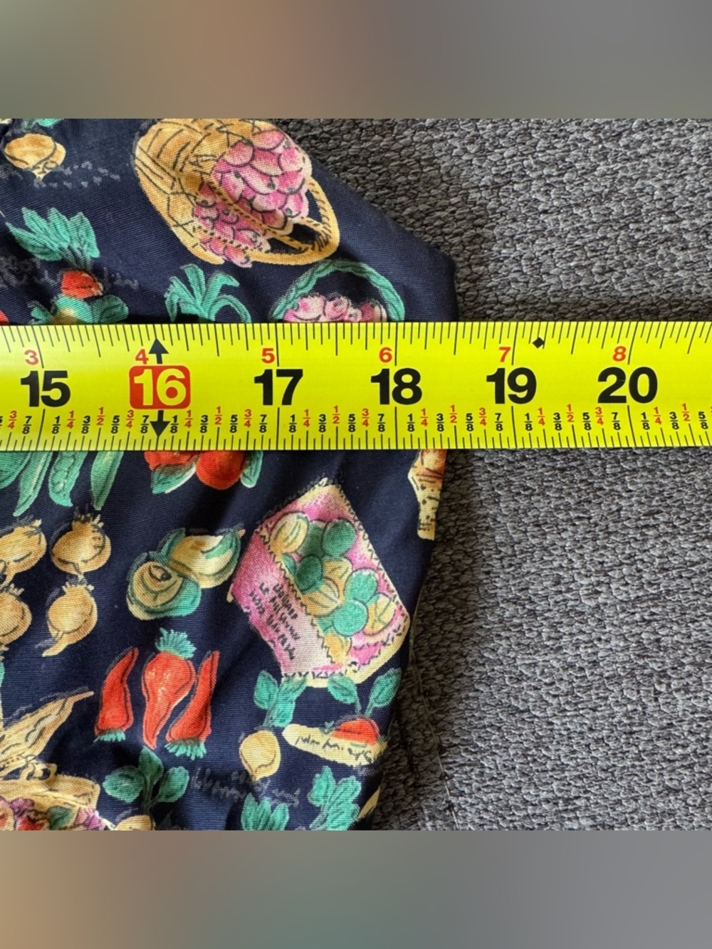 Vtg 90s Farmer’s Market Maxi Dress Vegetables Berries Fruits Navy Novelty 12 - Picture 6 of 10